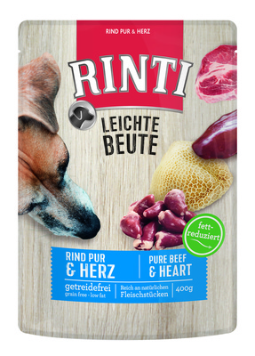 Rinti Паучи для собак с говядиной и птичьими сердечками (LEICHTE BEUTE Rind Pur + Gefl?gelherzen)  92443, 0,400 кг