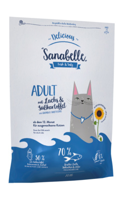 Bosch Sanabelle корм для взрослых кошек всех пород, деликатное пищеварение, лосось и батат 400 гр, 1001001325