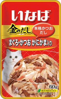 Inaba Киннодаси паучи в желе Микс тунцов+сурими для кошек 139.1386, 0,06 кг 
