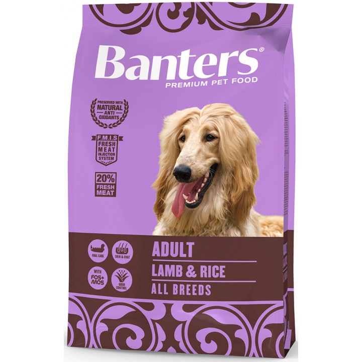 Banters корм для взрослых собак всех пород, ягненок и рис 3 кг