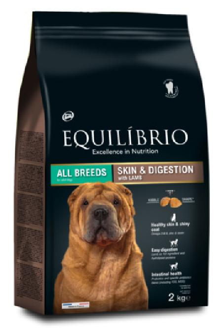 Equilibrio Сухой корм для взрослых собак  с ягненком для здоровой кожи и чувствительного пищеварения ( Skin& Digestion Lamb) AA017720, 12 кг 