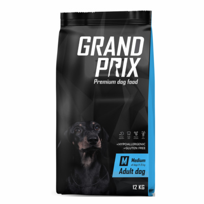 Grand Prix Сухой корм для взрослых собак средних пород с курицей 00-00000151, 12 кг 