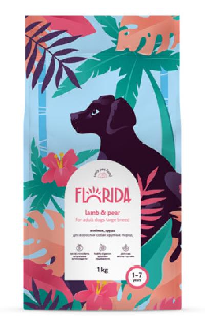 FLORIDA Сухой корм для взрослых собак крупных пород с ягненком и грушей, 1 кг 