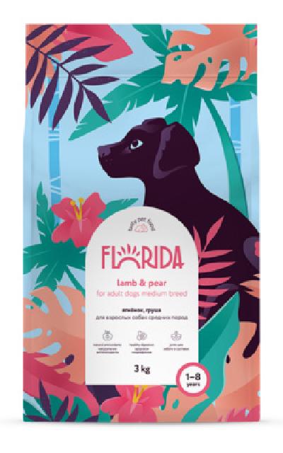 FLORIDA Сухой корм для взрослых собак средних пород с ягненком и грушей, 3 кг 