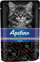 Apetino Kitten пауч д/котят Цесарка и морковь в соусе 85г, 100733