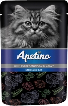 Apetino Sterilized пауч д/стерилизованных кошек Индейка и горошек в соусе 85г, 100739