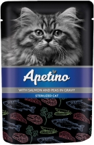 Apetino Sterilized пауч д/стерилизованных кошек Лосось и горошек в соусе 85г, 100738
