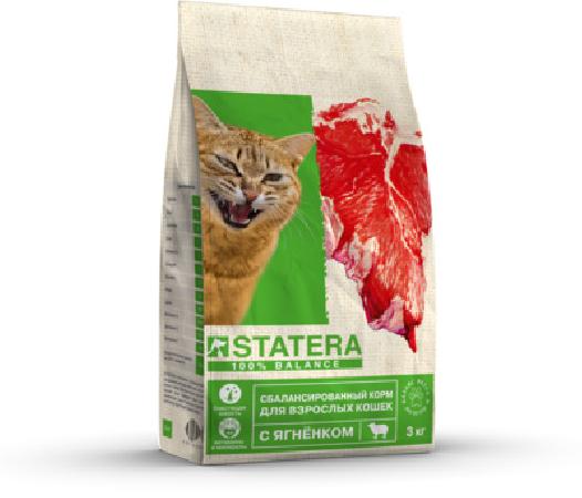 Statera Сухой корм для взрослых кошек с ягнёнком STA034, 3,000 кг, 56407, 56407