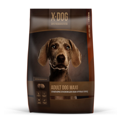 X-DOG Сухой корм для собак крупных пород с ягненком 4607166429452, 3,000 кг, 55253, 55253