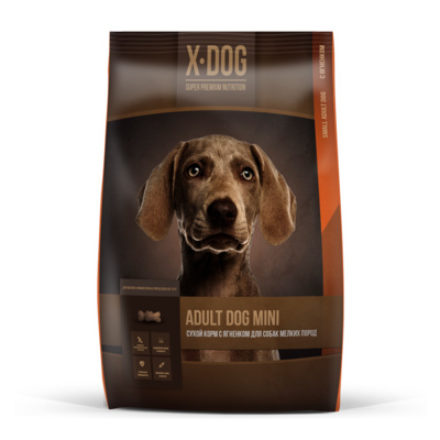 X-DOG Сухой корм для собак мелких пород с ягненком 4607166429384, 3,000 кг, 55251, 55251