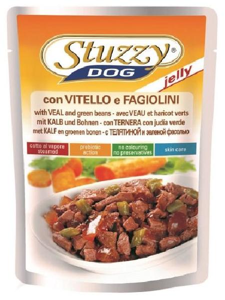 Stuzzy влажный корм для взрослых собак всех пород, телятина и зеленая фасоль, кусочки в желе 100 гр