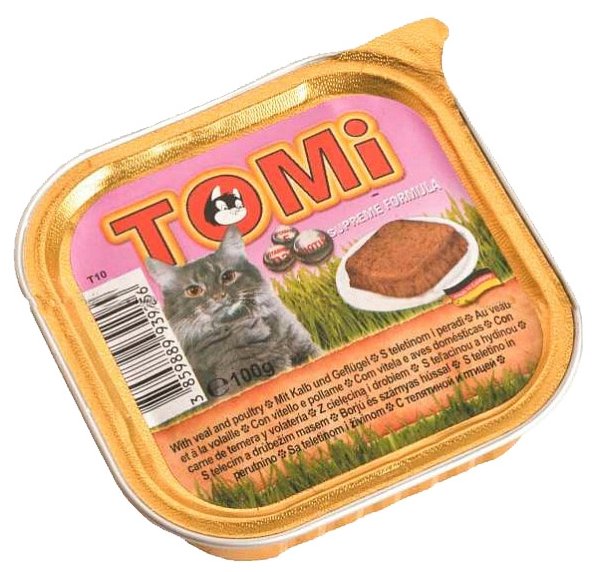 [133.030]  TOMI консервы для кошек 100г телятина с птицей    
