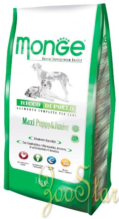 Monge Dog Maxi Puppy & Junior корм для щенков крупных пород, курица 3 кг