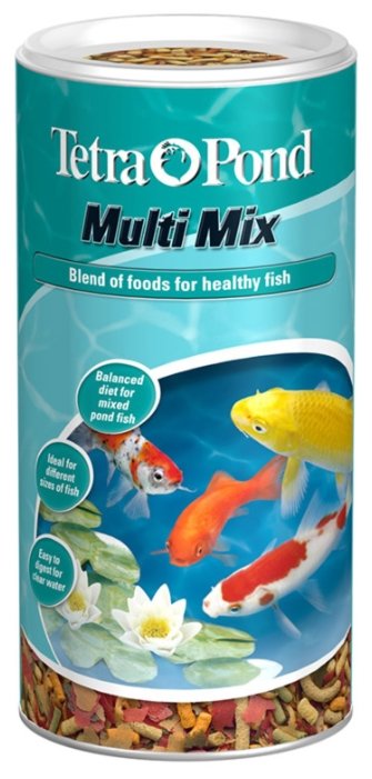 Корм для прудовых рыб Tetra  Pond Multi Mix 10 л, кормовая смесь: хлопья, палочки, таблетки, гаммарус