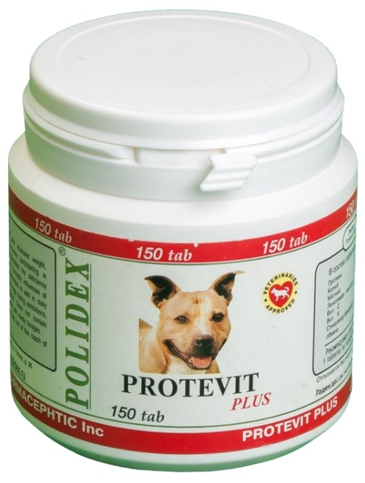 Polidex Витамины для собак для роста мышечной массы и  повышения выносливости для собак 150таб (Protevit plus) 590512945 | Protevit plus, 0,12 кг, 19124