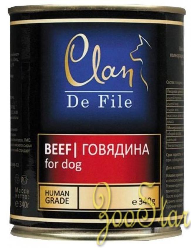 Clan De File влажный корм для взрослых собак всех пород, говядина 340 гр