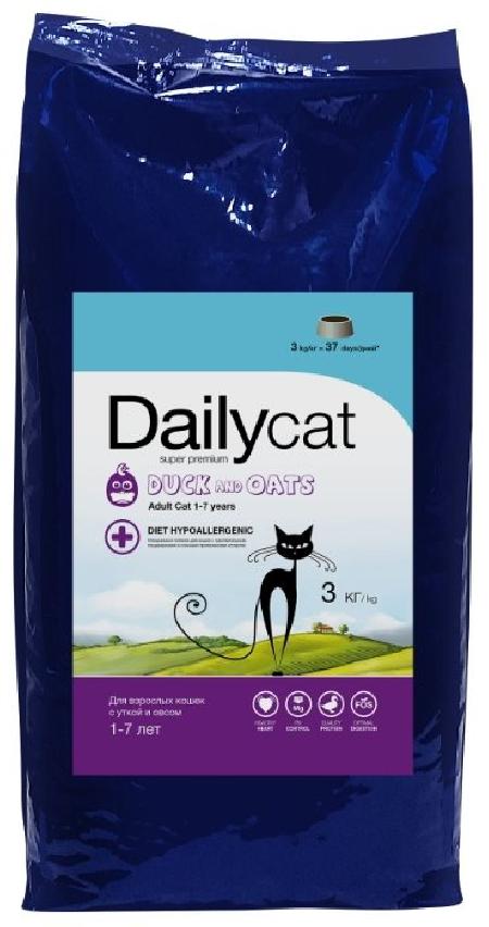 Dailycat корм для взрослых кошек всех пород, с уткой и овсом 3 кг, 2400100668