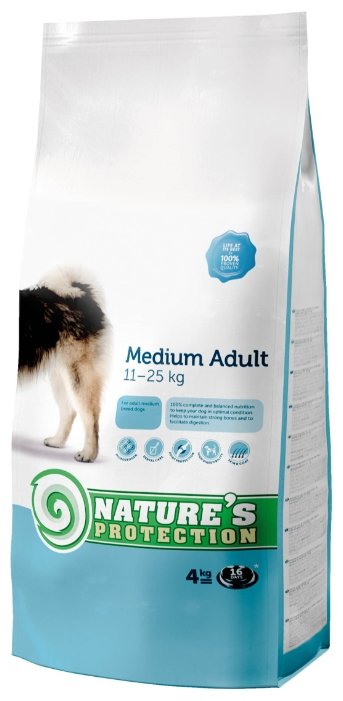 Nature’s Protection корм для взрослых собак средних пород, курица, индейка и утка 18 кг