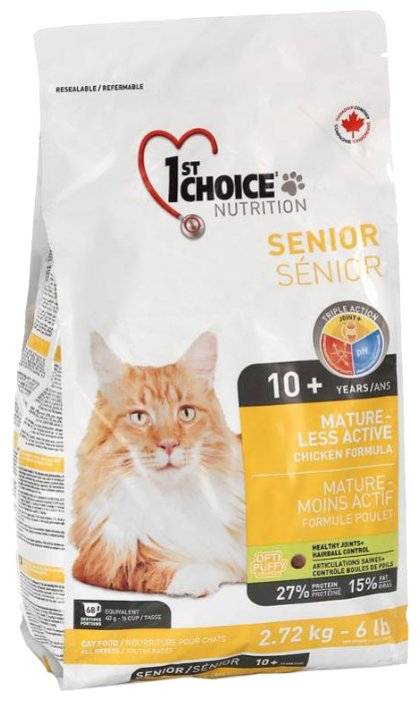 1st Choice Сухой корм для пожилых кошек Mature or less active 2,720 кг 24111