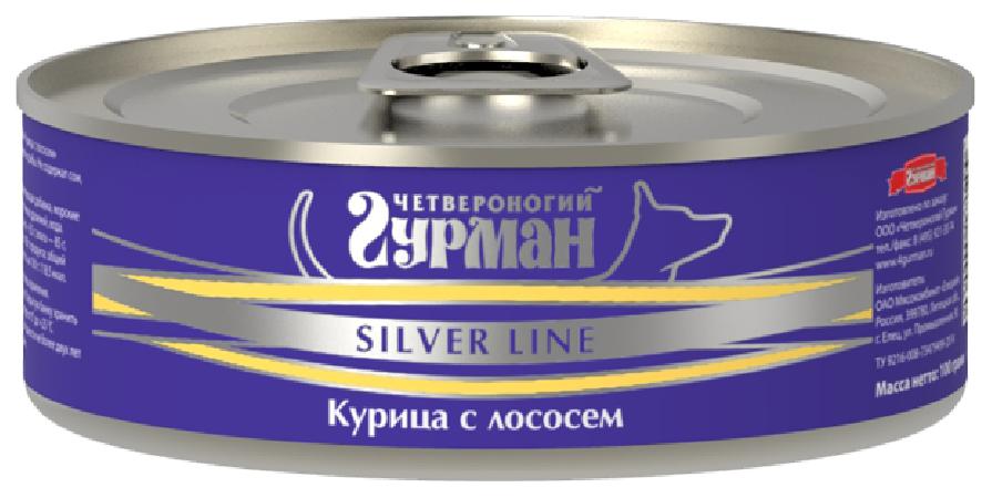  Четвероногий Гурман 49060 Silver консервы для собак Курица с лососем в желе 100г, 55755