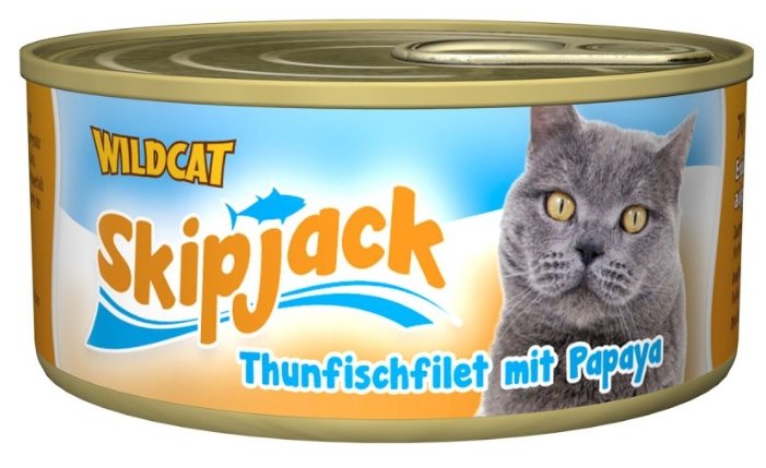 Wildcat Консервы для кошек Thunfischfilet mit Papaya (Филе тунца с папайей) 70г, WCSJTP1X70