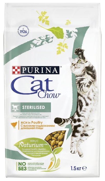 Cat Chow корм для стерилизованных кошек всех пород 2 кг (1,5+0,5)