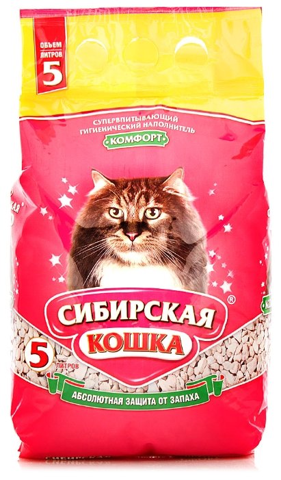 Сибирская кошка Комфорт: Впитывающий наполнитель, 5л, 2,600 кг