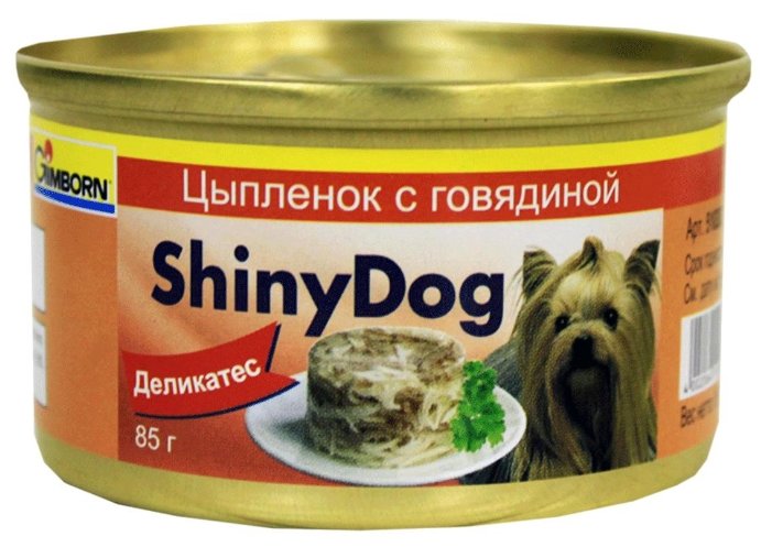 Gimborn Shiny Dog влажный корм для взрослых собак, цыпленок с говядиной 85 гр