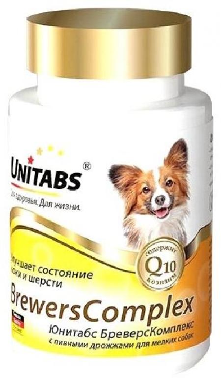 Unitabs БрэверсКомплекс витамины с Q10 для мелких собак с пивными дрожжами для кожи и шерсти 100таб U203 0,09 кг 34638