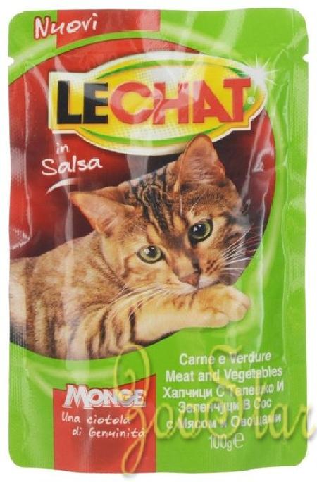 Lechat Pouch паучи для кошек говядина/овощи 100г, 70001359