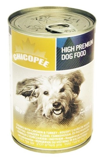 Chicopee влажный корм для собак всех пород, кусочки курицы и индейки в соусе 400 гр, 300100923