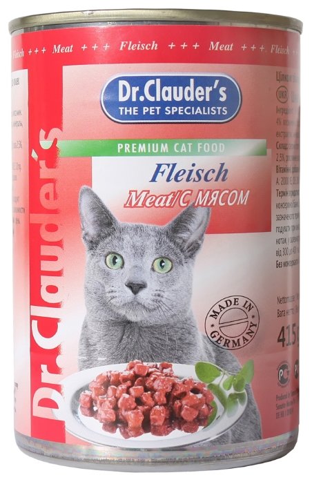Dr.Clauders Консервы для кошек с мясом, 0,415 кг, 21629