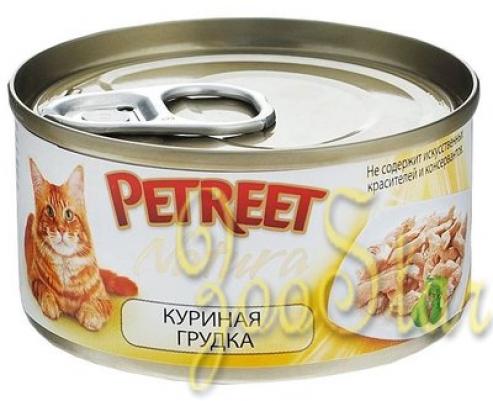 Petreet влажный корм для взрослых кошек всех пород, куриная грудка с тунцом 70 гр, 3100100825