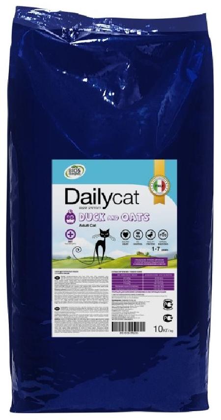 Dailycat корм для взрослых кошек всех пород, с уткой и овсом 400 гр
