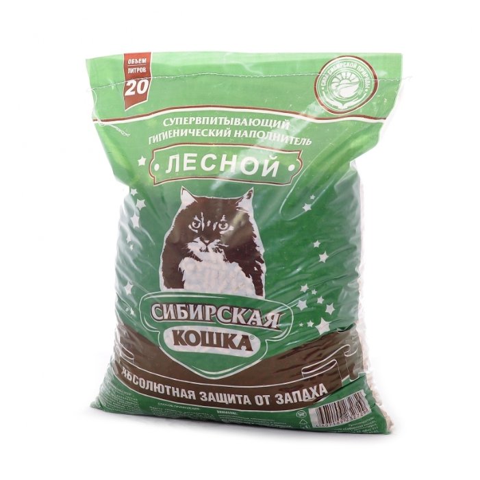 Сибирская кошка Лесной Древесный наполнитель 20л 12 кг 26280