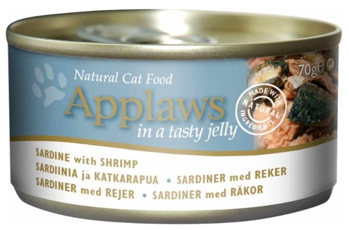 Applaws влажный корм для взрослых кошек всех пород, сардинки и креветки 70 гр, 3300100641
