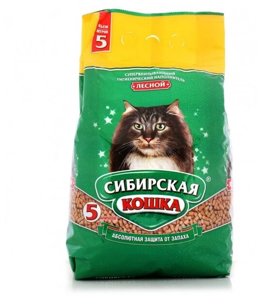 Сибирская кошка Лесной Древесный наполнитель, 5л, 3,100 кг