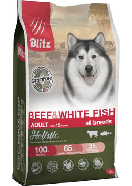 Blitz Беззерновой корм для собак , говядина белая рыба BDD27-1-00500 | Grain free BEEF & WHITE FISH ALL BREEDS, 0,5 кг 