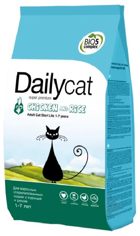 Dailycat корм для взрослых стерилизованных кошек всех пород, с курицей и рисом 400 гр