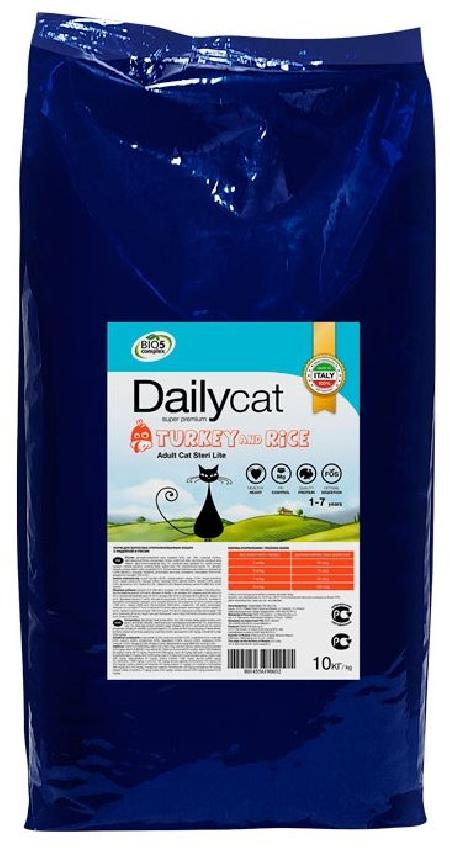 Dailycat корм для взрослых стерилизованных кошек всех пород, с индейкой и рисом 400 гр