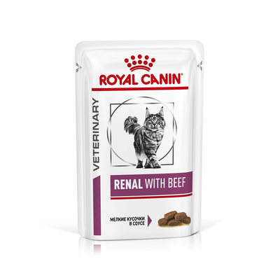 Royal Canin (вет. паучи) RC Паучи кусочки в соусе для кошек при лечении почек, c говядиной (Renal S/O) 40310008A1, 0,085 кг, 24956