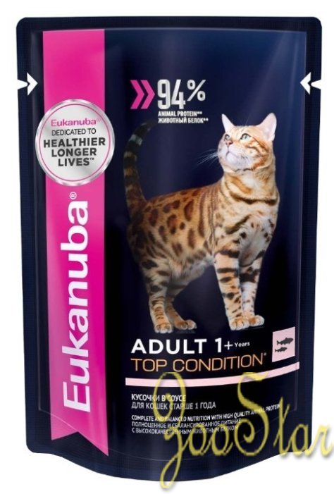 Eukanuba Паучи для кошек с лососем в соусе (10150848), 0,085 кг 