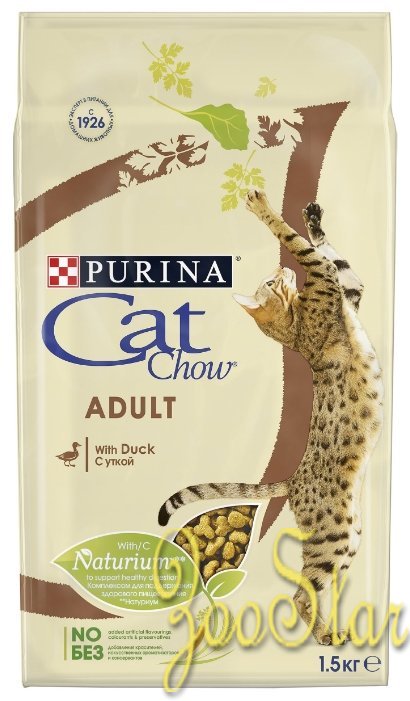 Cat Chow Сухой корм для кошек с уткой 12309221, 1,5 кг 