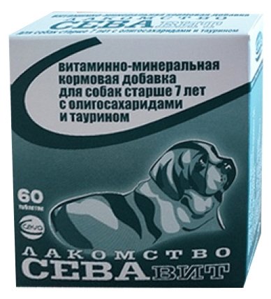 Ceva ВИА Севавит витаминно-минеральная кормовая добавка для собак старше 7 лет с олигосахаридами и таурином 60таб 36184, 0,100 кг, 38439