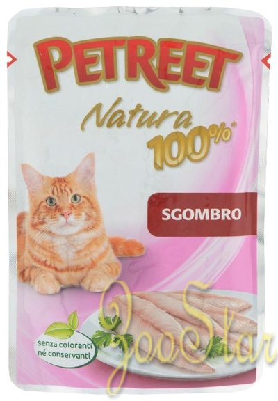 Petreet влажный корм для взрослых кошек всех пород, макрель 85 гр, 400100825