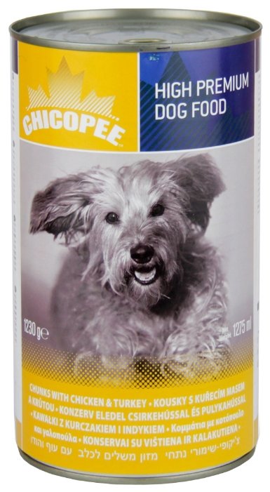 Chicopee влажный корм для собак всех пород, кусочки курицы и индейки в соусе 1,230 кг, 400100923