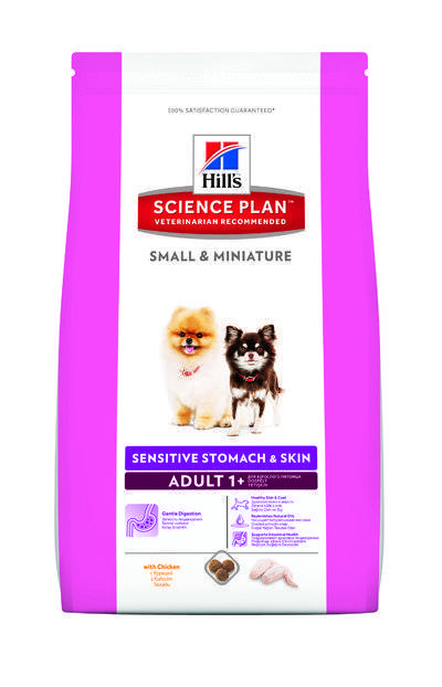 Hills Science Plan Сухой корм для взрослых собак малых и миниатюрных пород с чувствительным желудкомкожей курица(Sensitive Small&Miniature) 604342 3,000 кг 40486, 12600100402