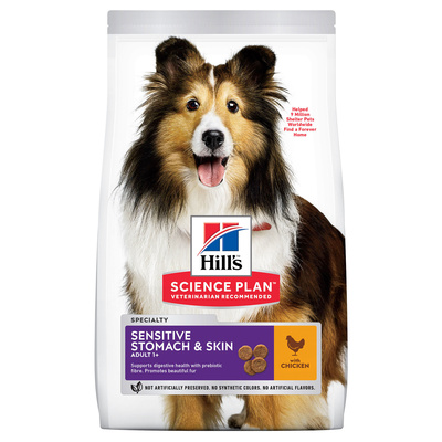 Hills Science Plan Сухой корм для взрослых собак с чувствительным желудком и кожей (Adult Sensitive Stomach & Skin) 11081N604301 12,000 кг 40803, 4900100402