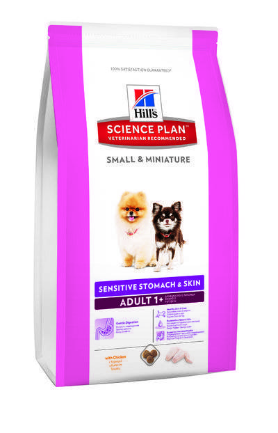 Hills Science Plan Сухой корм для взрослых собак малых и миниатюрных пород с чувствительным желудкомкожей курица(Sensitive Small&Miniature) 10516604733 | Sensitive Stomach & Skin 1,5 кг 40485, 6700100402