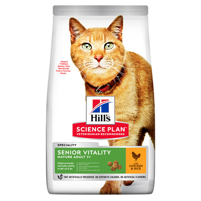 Hills Science Plan Сухой корм для пожилых кошек с курицей (Senior Vitality) 604068605262 0,3 кг 42450, 13100100404